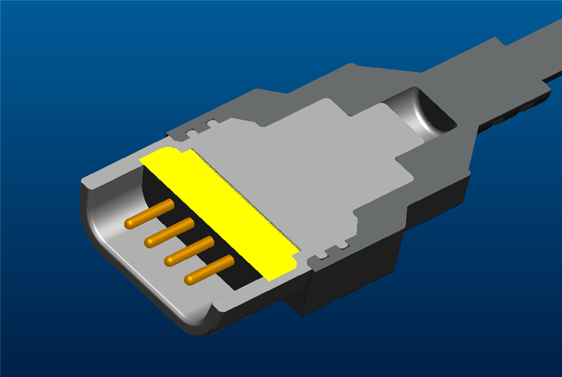 工业矩形连接器DB9 VGA 9pin 3D设计